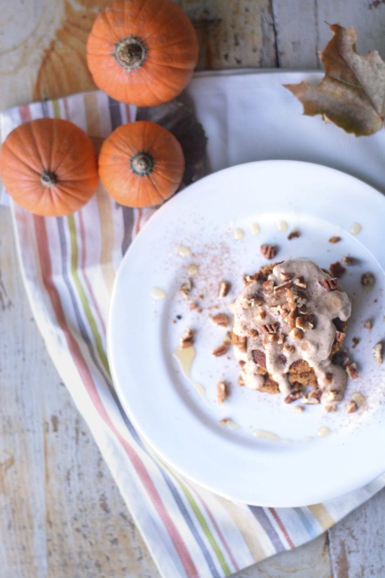 Pumpkin Hazelnut Pancakes With Maple Pecan Glaze