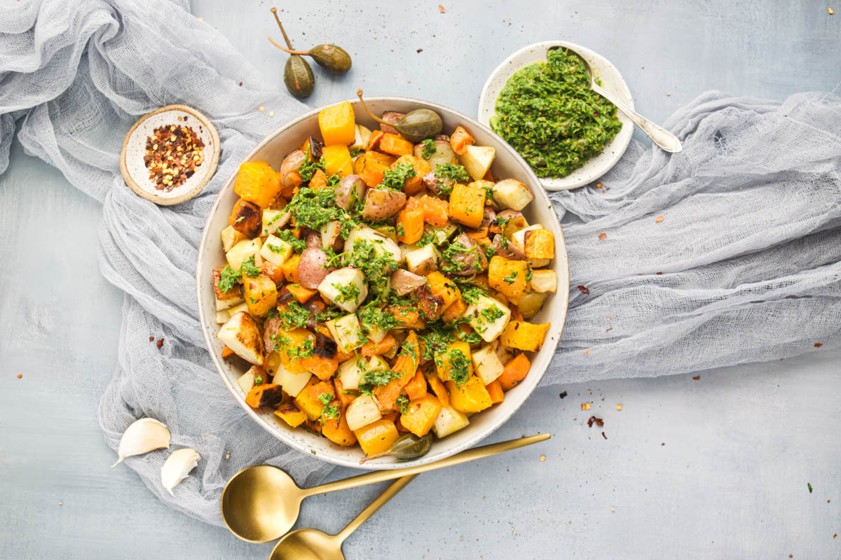 Fall Roasted Vegetables (with Italian Salsa Verde)