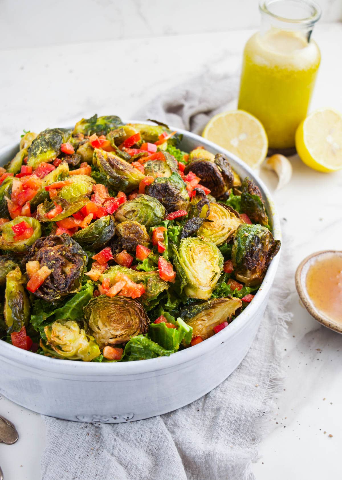 Kale And Brussels Sprouts Salad With Honey Mustard Vinaigrette The