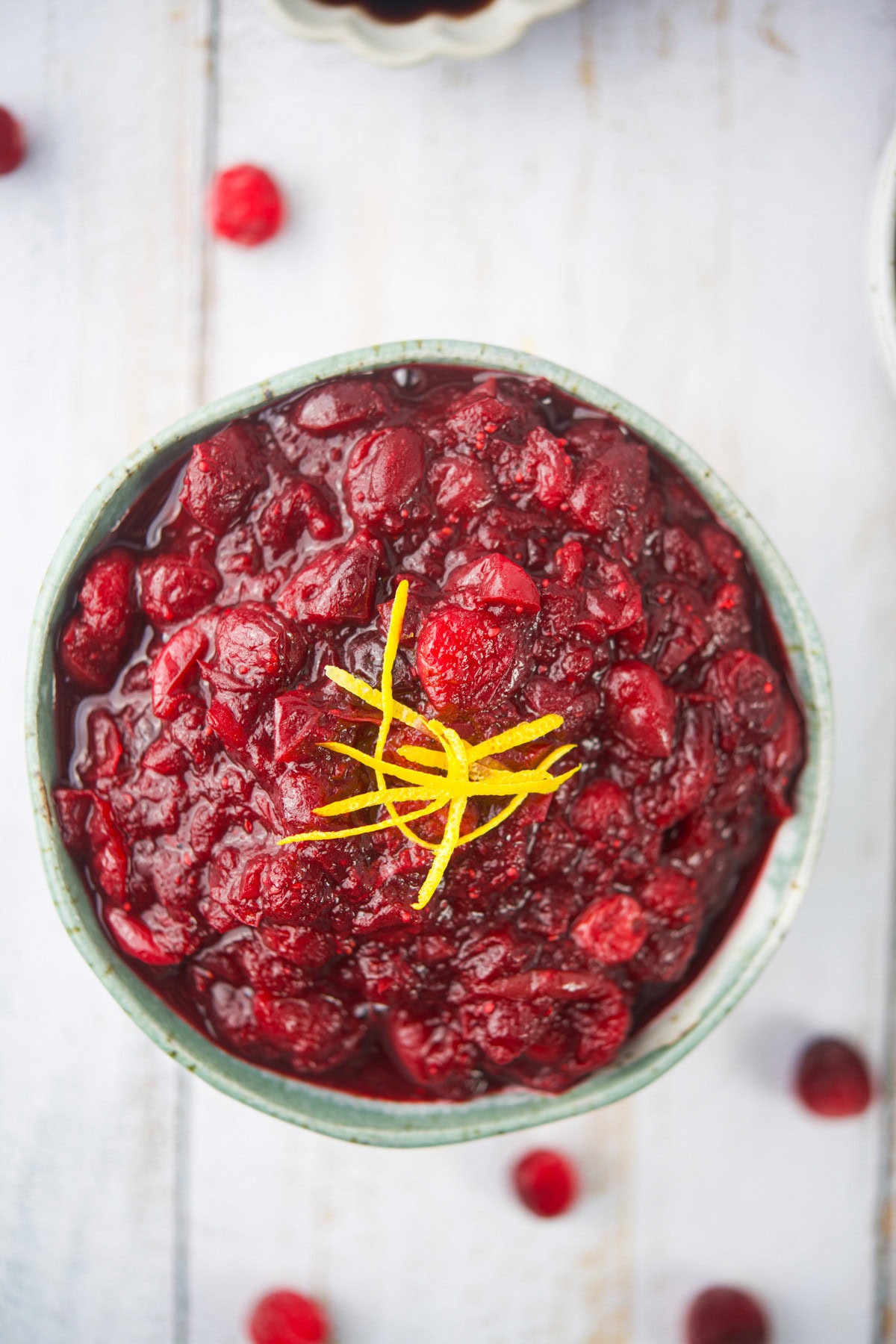 Cranberry sauce with lemon zest.