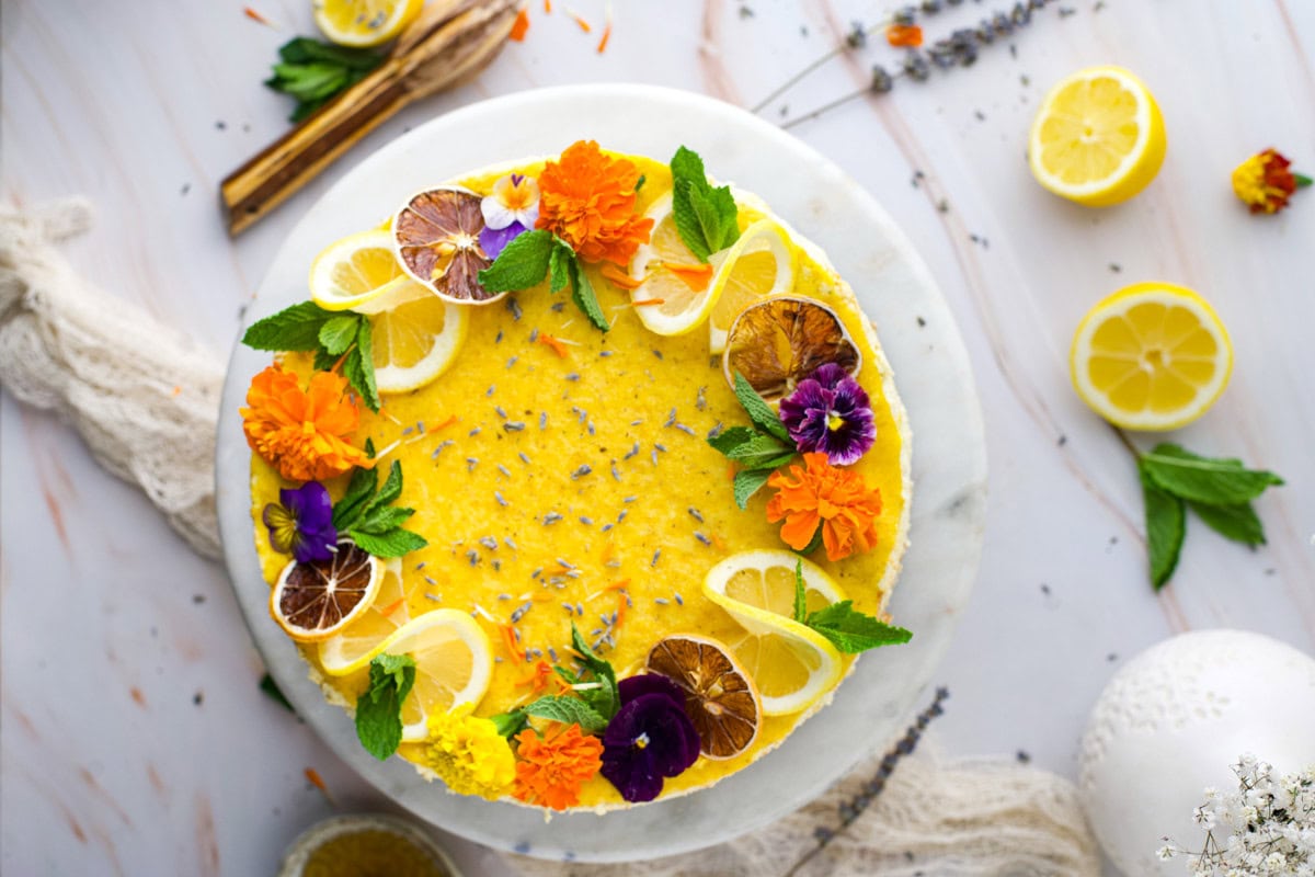 A cake with flowers on top.