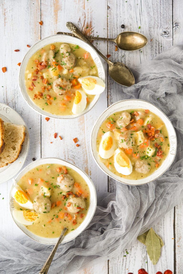 Gluten-Free Żurek: Polish Sour Rye Soup in the bowl