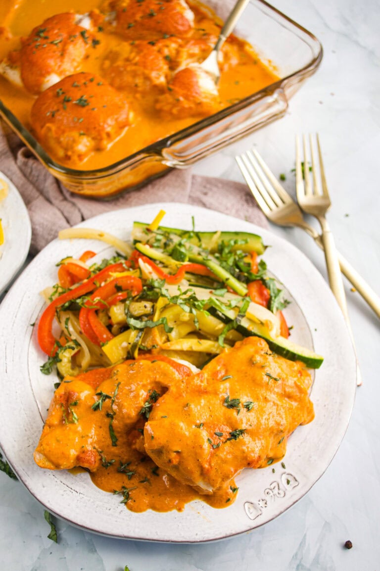 Cod In Roasted Red Pepper Sauce