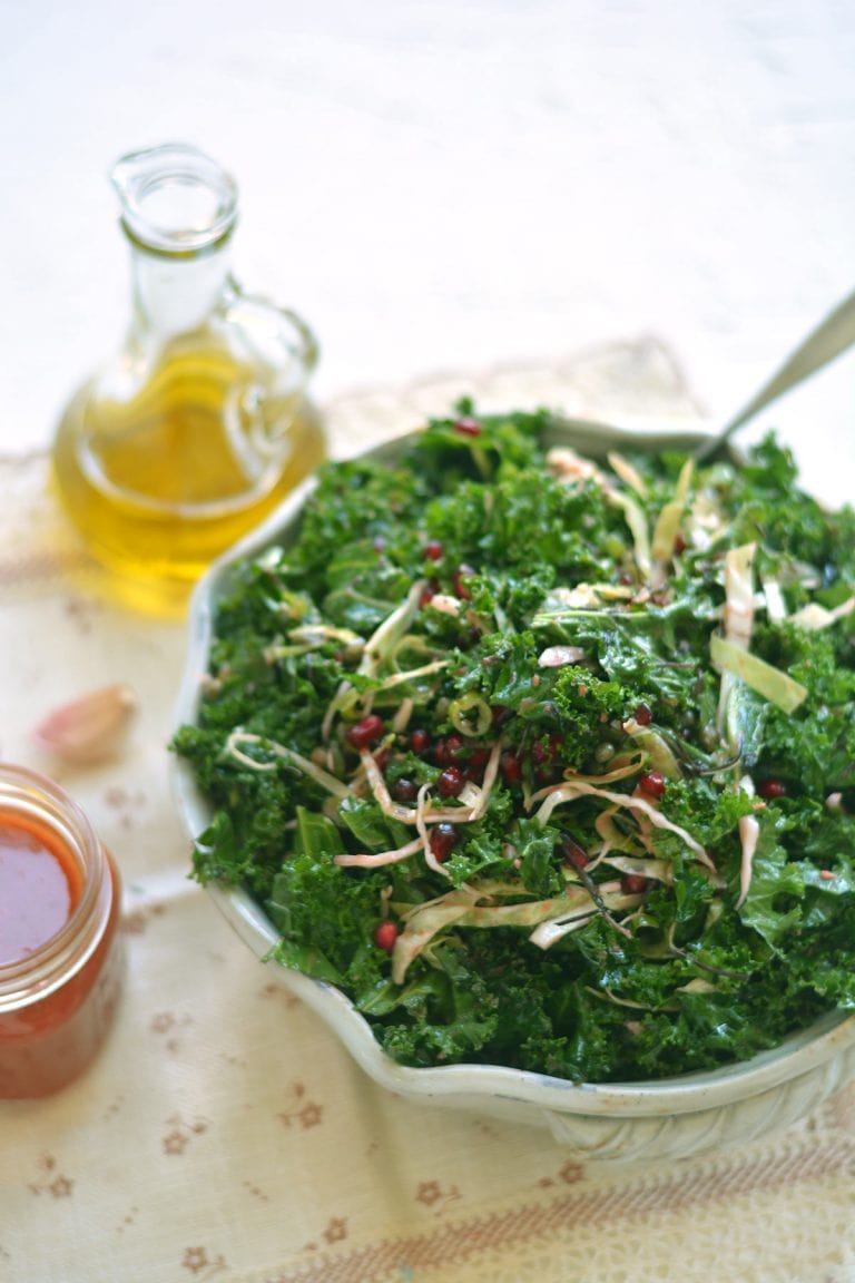 Kale Salad with Pomegranate Seeds