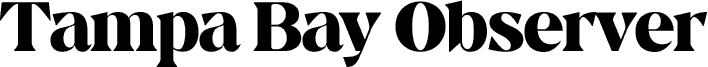 Black text spelling Tampa Bay Observer in a bold serif font on a light gray background.