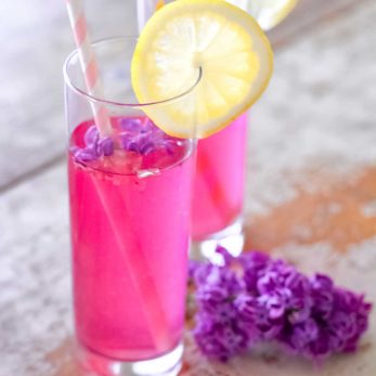 Lilac Lemonade With Fresh Lilac Blossoms